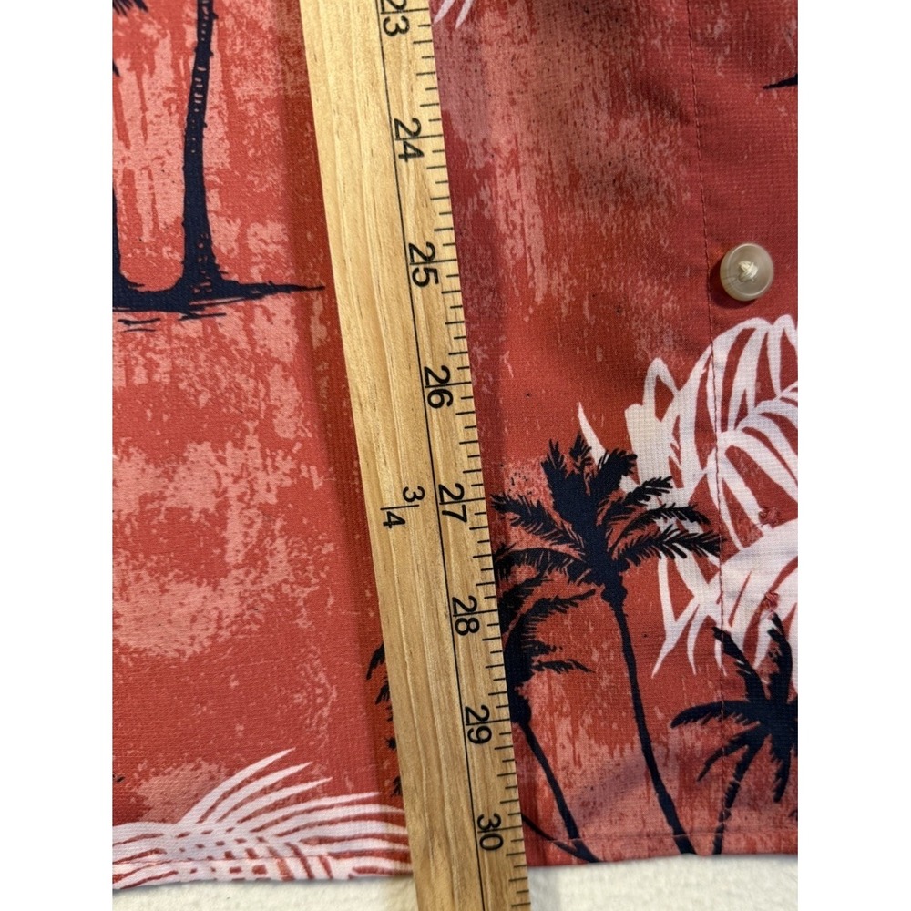 Chaps Mens‎ XL Performance Shirt Red Tropical Palm Tree  Button Down Shirt - Picture 8 of 13
